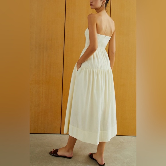 Commense Creamy Zipper Pleated Midi Dress Butter Yellow Size XL (US Size 12) NWT - Picture 5 of 7